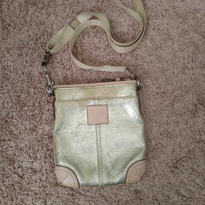 Gold Metallic Coach Woman's Crossbody Bag